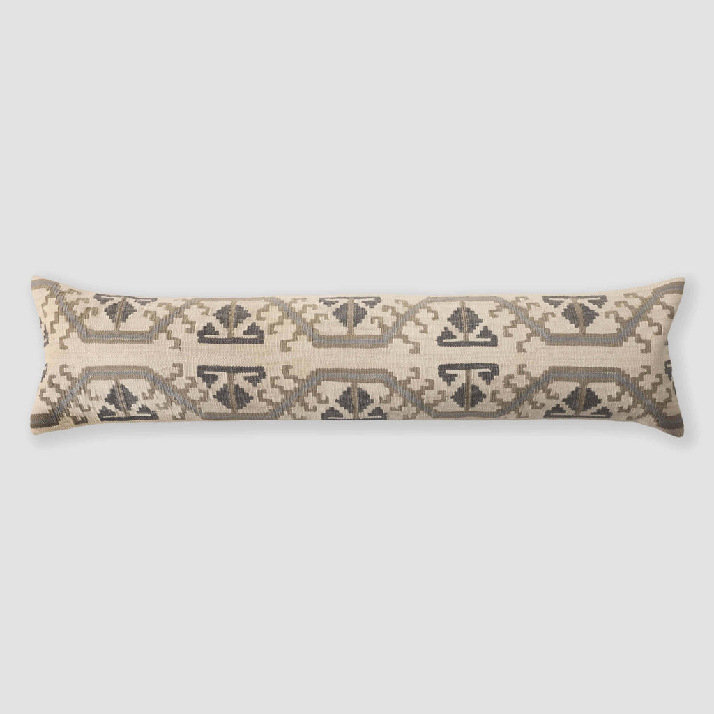 Decorative Lumbar Pillow with Symmetrical Geometric Pattern | Extra-Long Design