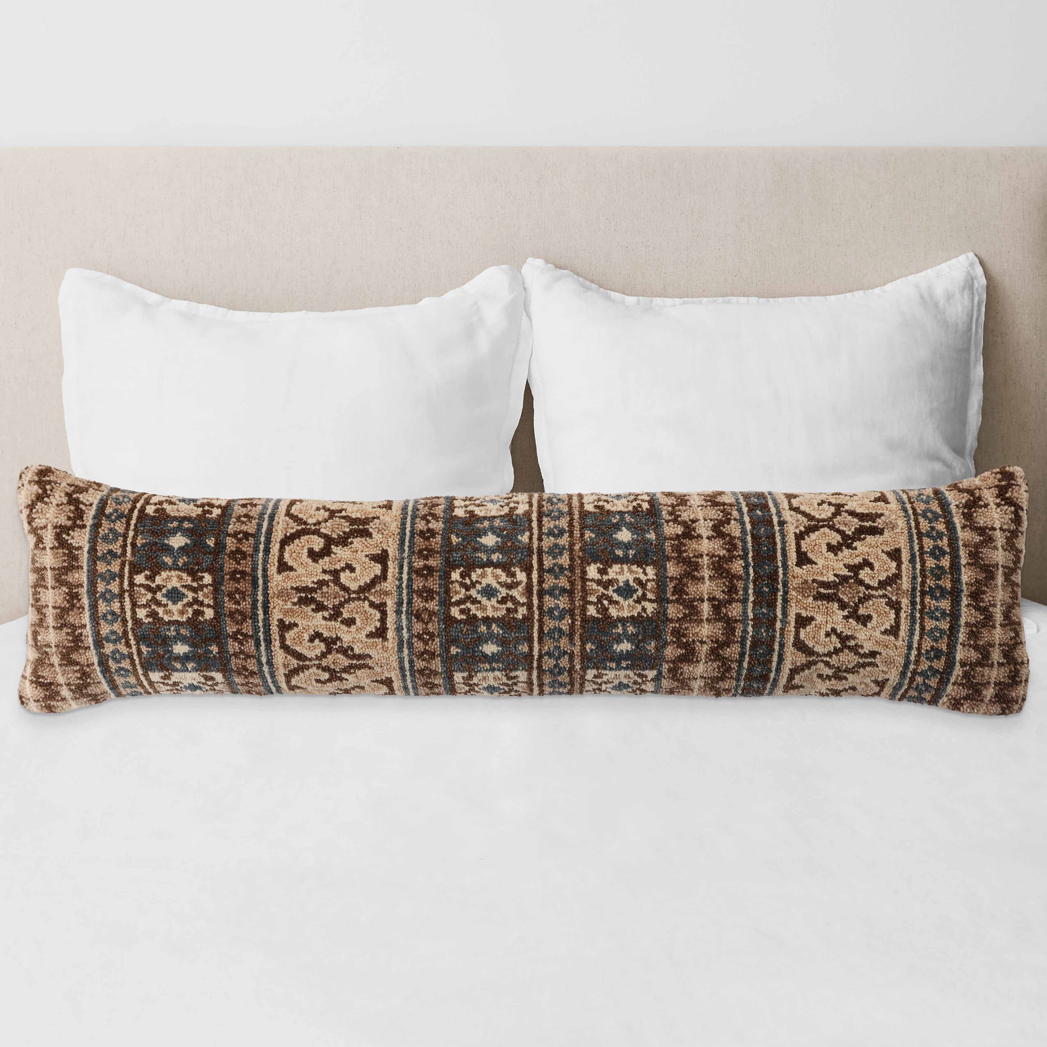 Decorative Lumbar Pillow with Vintage-Inspired Pattern | Extra-Long Design