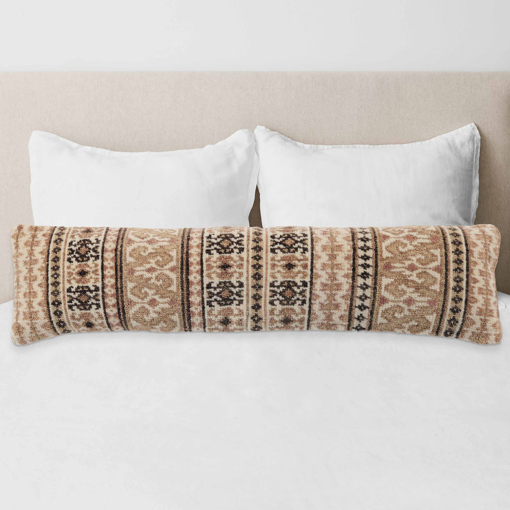 Decorative Lumbar Pillow with Vintage-Inspired Pattern | Extra-Long Design