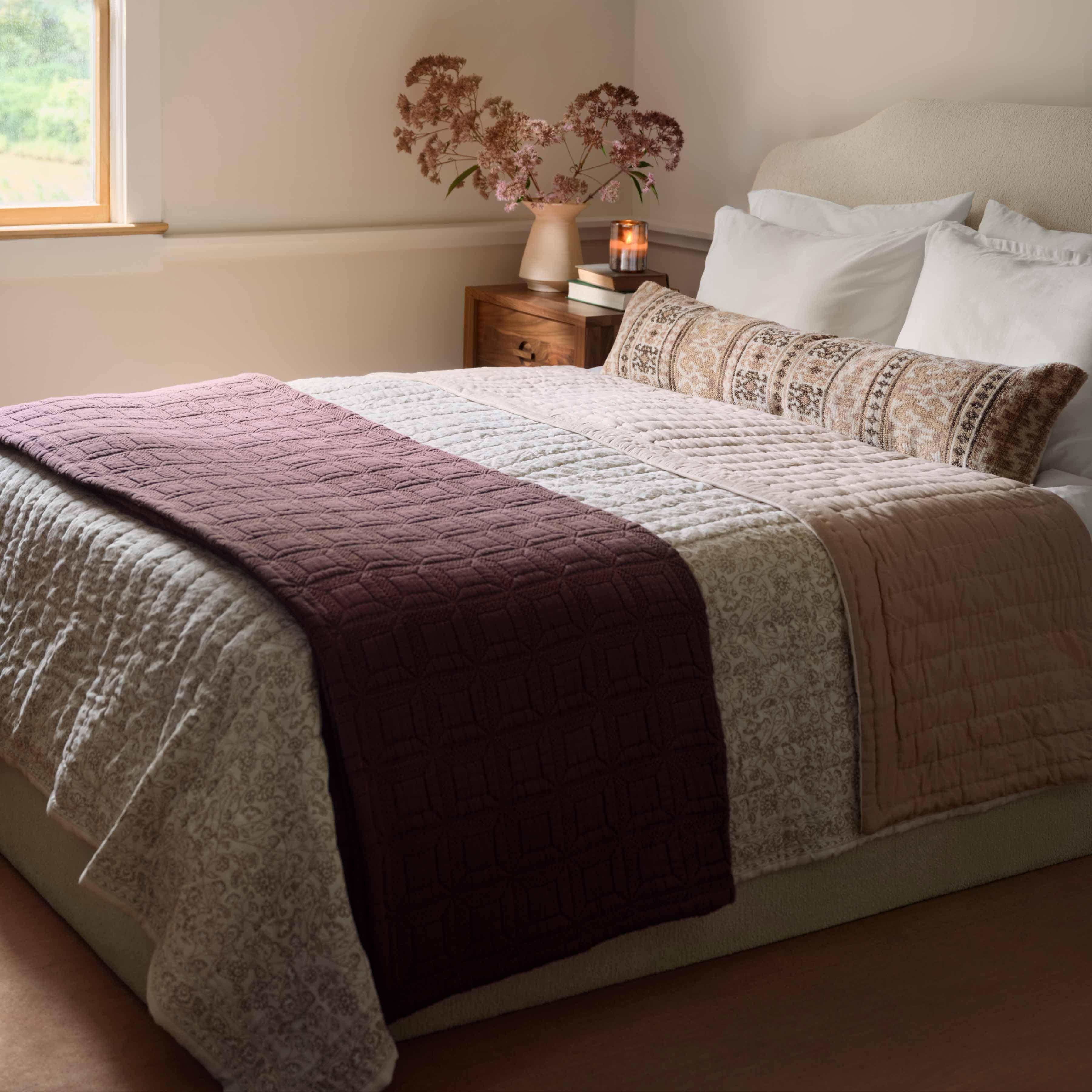 Decorative Lumbar Pillow with Vintage-Inspired Pattern | Extra-Long Design