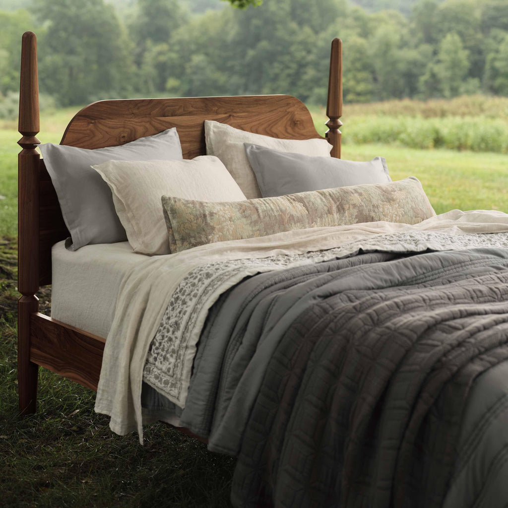 Decorative Lumbar Pillow with Soft Botanical Pattern | Extra-Long Design