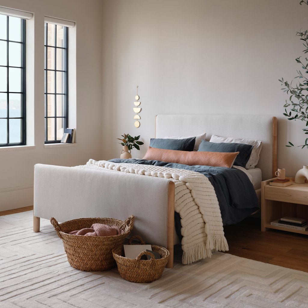 Decorative Lumbar Pillow with Subtle Woven Texture | Extra-Long Design