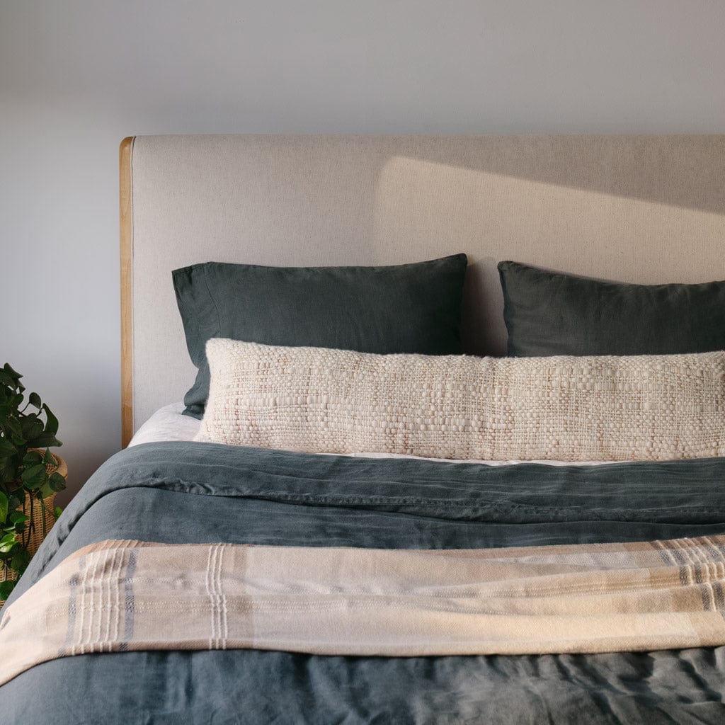 Decorative Lumbar Pillow with Fine Textured Weave | Extra-Long Design