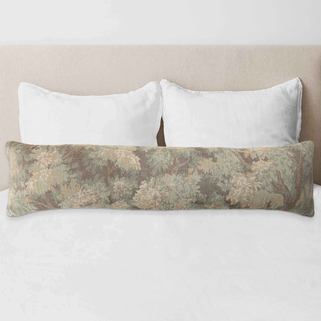 Decorative Lumbar Pillow with Soft Botanical Pattern | Extra-Long Design