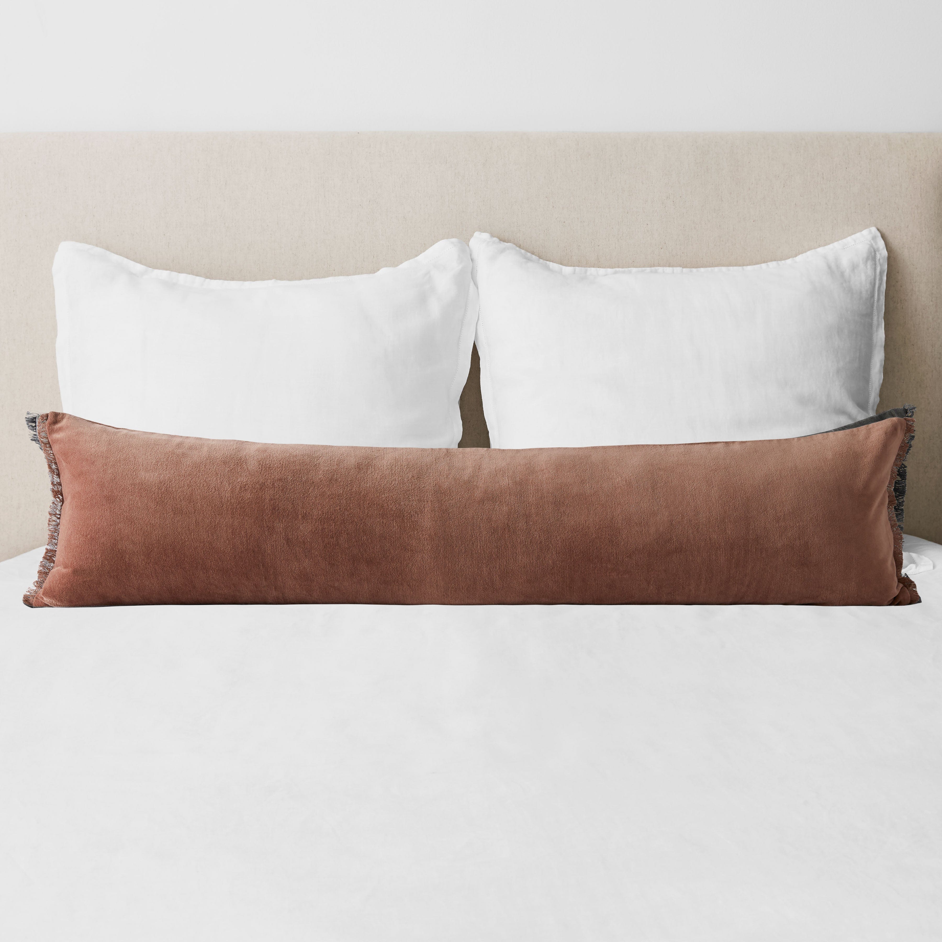 Solid Color Decorative Lumbar Pillow | Soft Textured Surface | Extra-Long Design