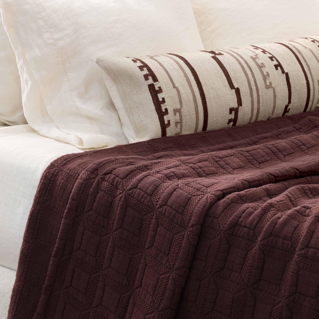 Decorative Lumbar Pillow with Linear Pattern | Extra-Long Design