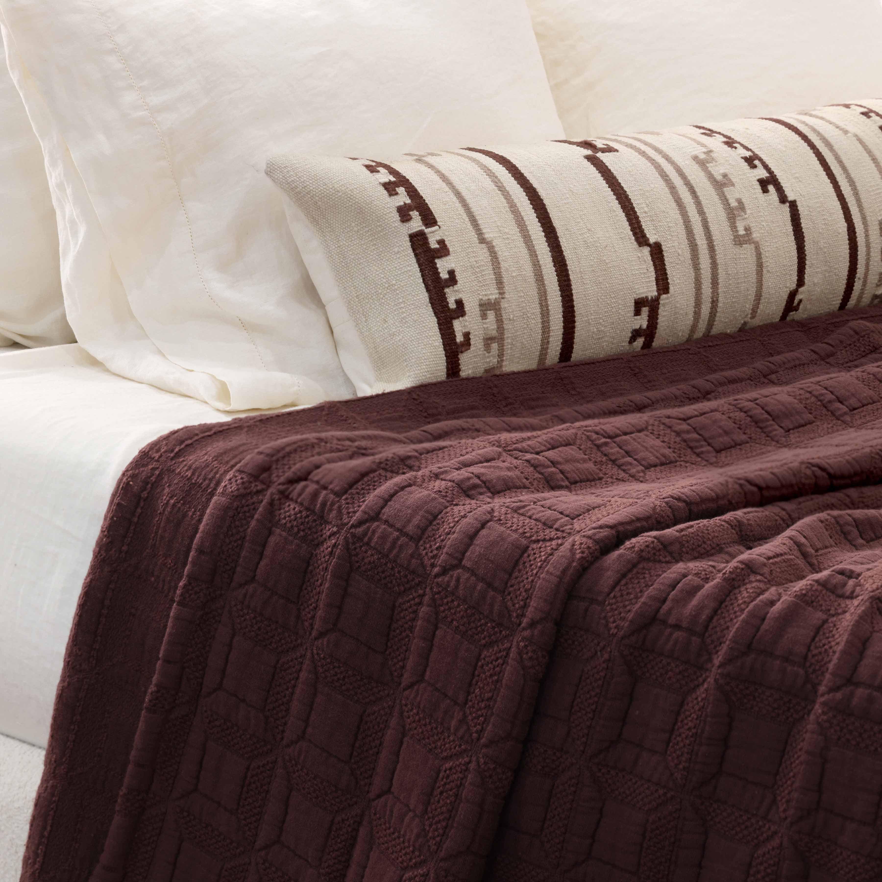 Decorative Lumbar Pillow with Linear Pattern | Extra-Long Design