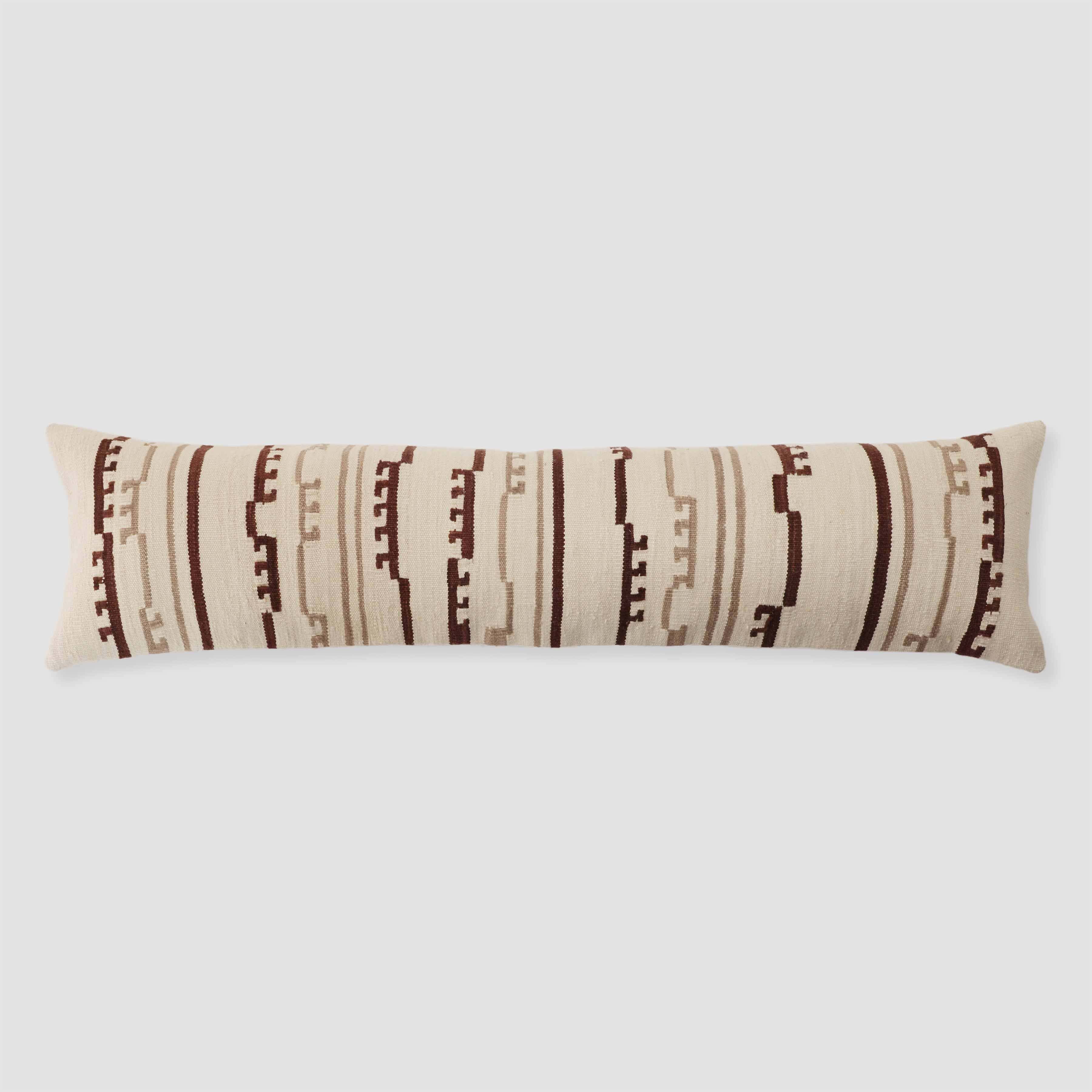 Decorative Lumbar Pillow with Linear Pattern | Extra-Long Design