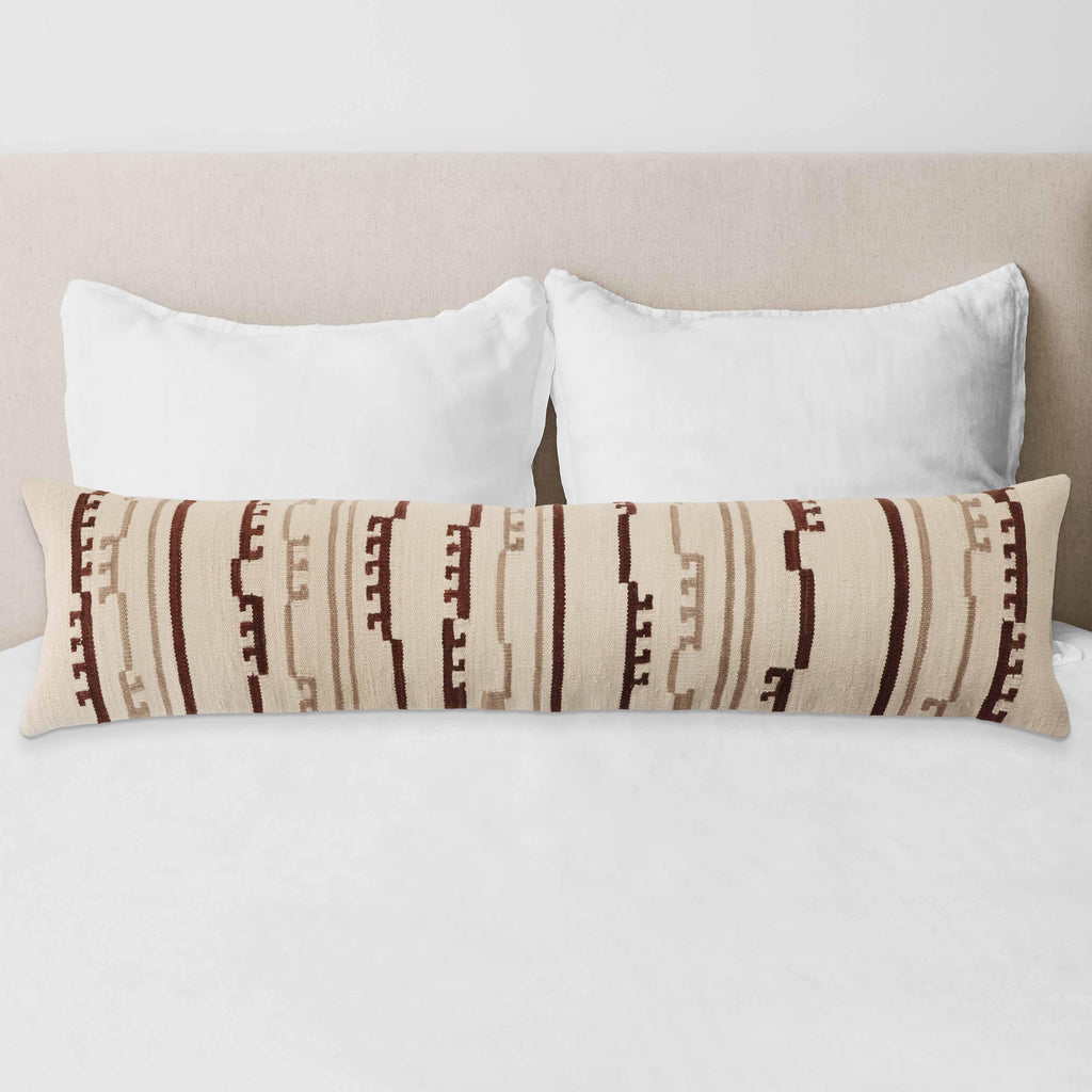 Decorative Lumbar Pillow with Linear Pattern | Extra-Long Design