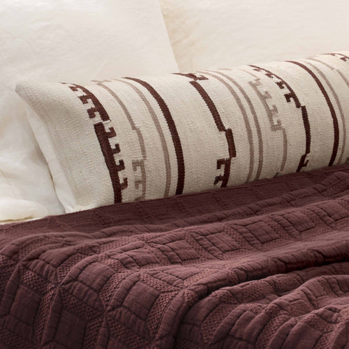 Decorative Lumbar Pillow with Linear Pattern | Extra-Long Design